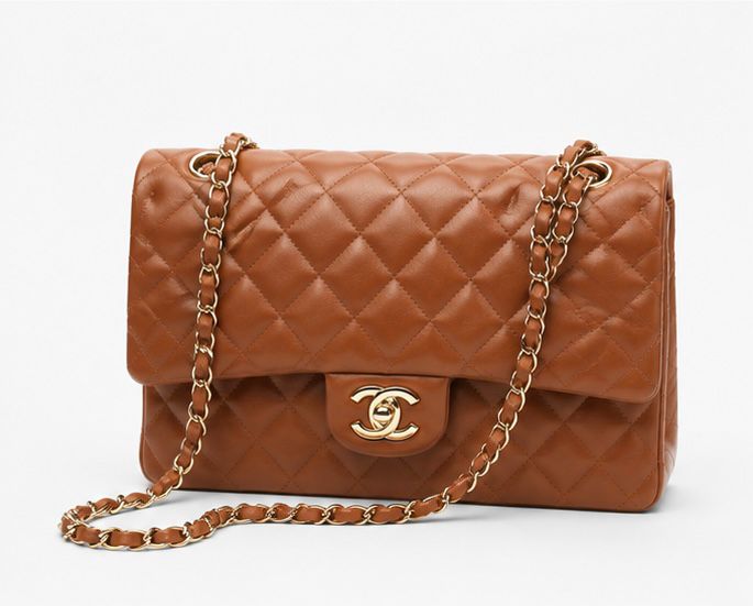 Caramel Quilted Chain Shoulder Bag