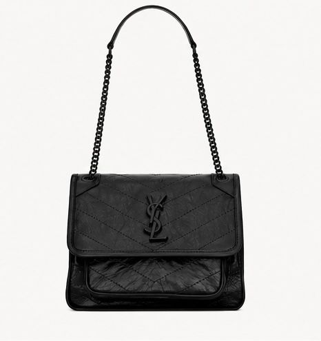 Quilted Chain Shoulder Bag – Black