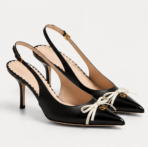 Bow Slingback Pumps – Black