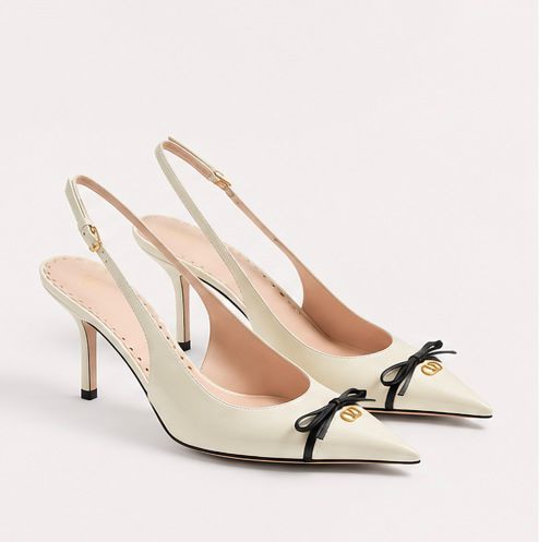 Bow Slingback Pumps – Ivory