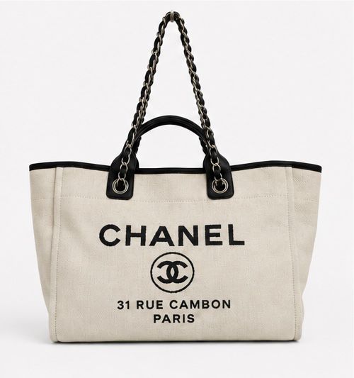 Canvas Chain Tote – Beige