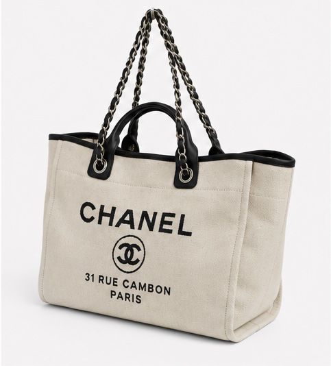 Canvas Chain Tote – Beige