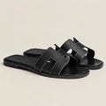 Classic Leather Slide Sandals – Black