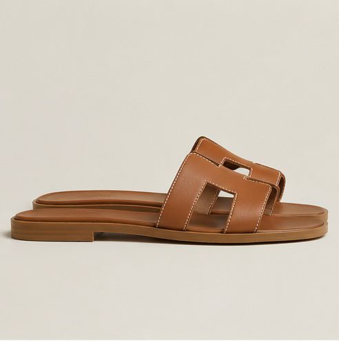 Classic Leather Slide Sandals – Gold