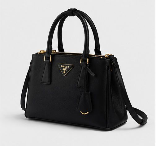 Black Structured Leather Handbag