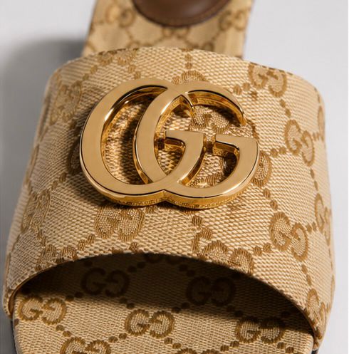 Monogram Canvas Heel Sandals – Beige