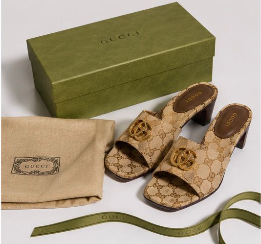 Monogram Canvas Heel Sandals – Beige