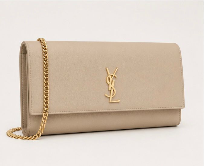 Elegant Chain Clutch – Sand Beige