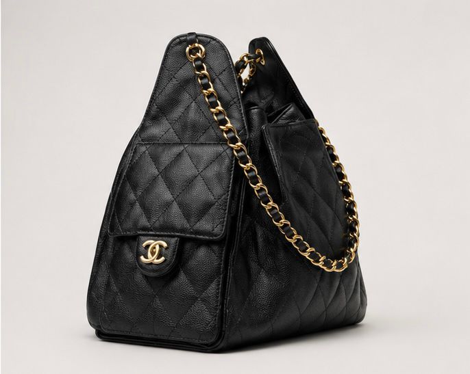 Quilted Chain Bucket Bag – Noir Gold