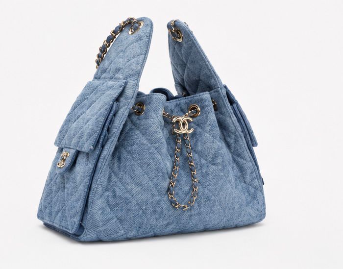 Denim Chain Bucket Bag – Sky Blue