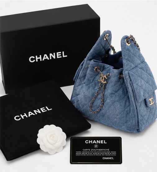 Denim Chain Bucket Bag – Sky Blue
