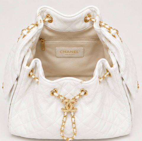 Ivory Quilted Chain Tote – Pearl White