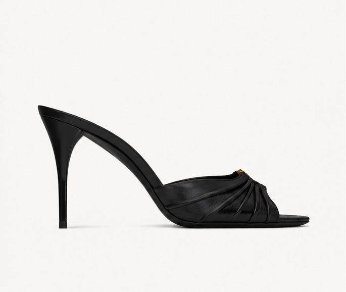Noir Pleated Heel Mule