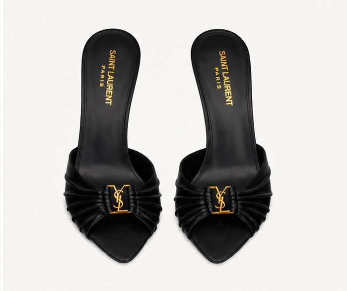 Noir Pleated Heel Mule