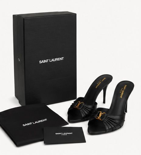 Noir Pleated Heel Mule