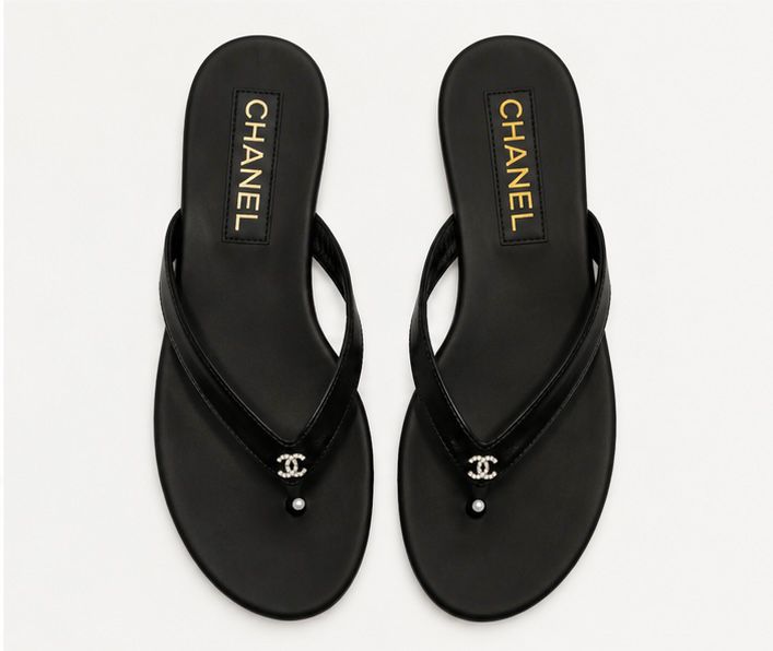 Minimalist Crystal Flip-Flops – Black