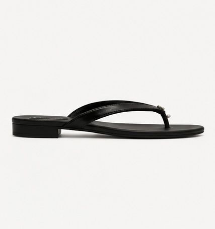 Minimalist Crystal Flip-Flops – Black