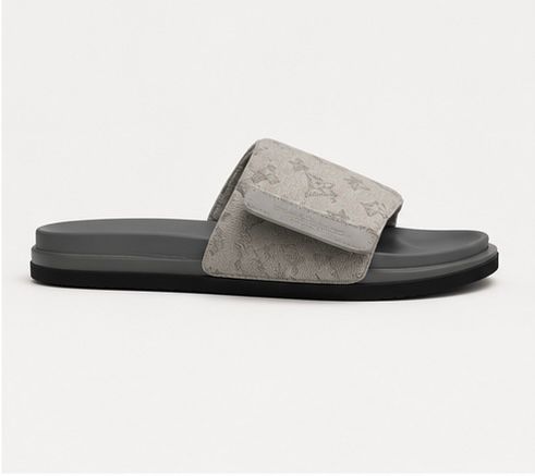 Monogram Comfort Slides – Silver Grey