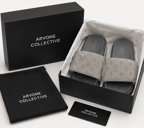 Monogram Comfort Slides – Silver Grey