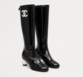 Patent Sphere Knee Boots – Black