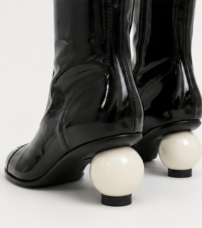 Patent Sphere Knee Boots – Black