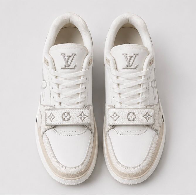 Monogram Strap Sneakers – White