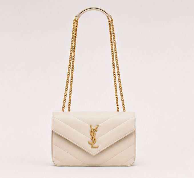 Chevron Chain Shoulder Bag – White