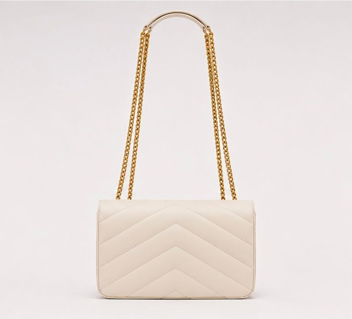 Chevron Chain Shoulder Bag – White