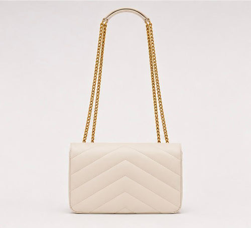 Chevron Chain Shoulder Bag – White
