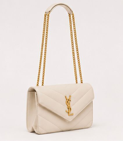 Chevron Chain Shoulder Bag – White