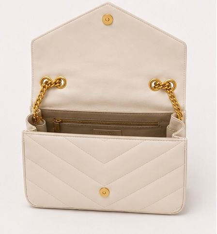 Chevron Chain Shoulder Bag – White