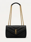 Midnight Chevron Chain Shoulder Bag – Black