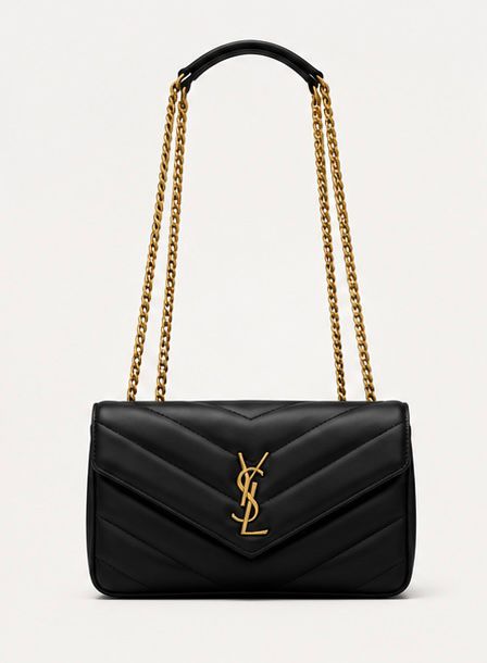 Midnight Chevron Chain Shoulder Bag – Black