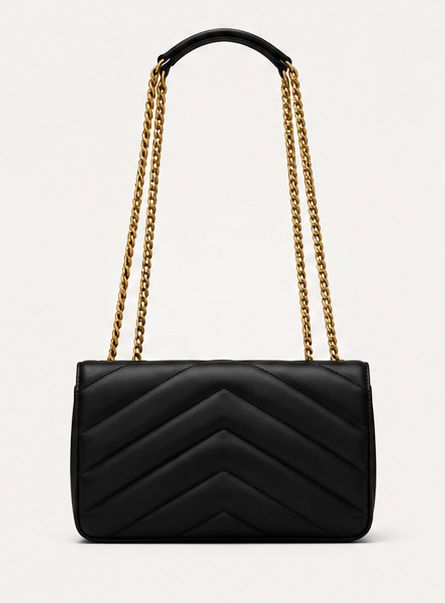 Midnight Chevron Chain Shoulder Bag – Black