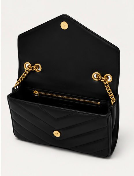 Midnight Chevron Chain Shoulder Bag – Black