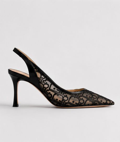 Monogram Grace Slingback Heels – Noir Mesh