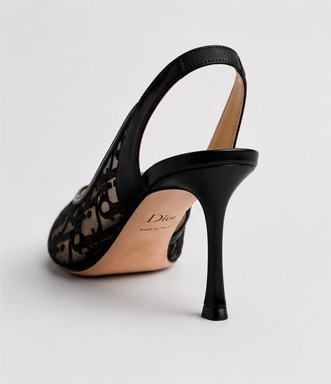 Monogram Grace Slingback Heels – Noir Mesh
