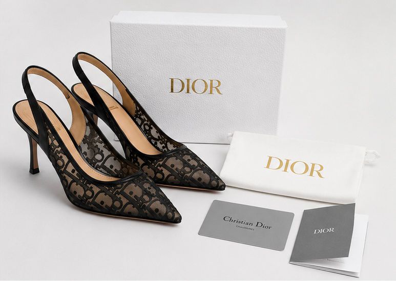 Monogram Grace Slingback Heels – Noir Mesh
