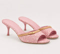 Blush Jacquard Open-Toe Mules