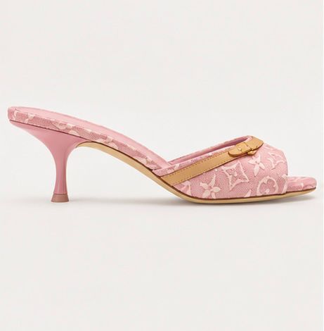 Blush Jacquard Open-Toe Mules