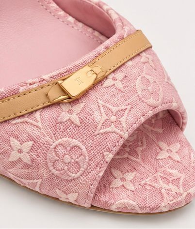 Blush Jacquard Open-Toe Mules