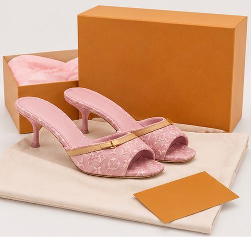 Blush Jacquard Open-Toe Mules