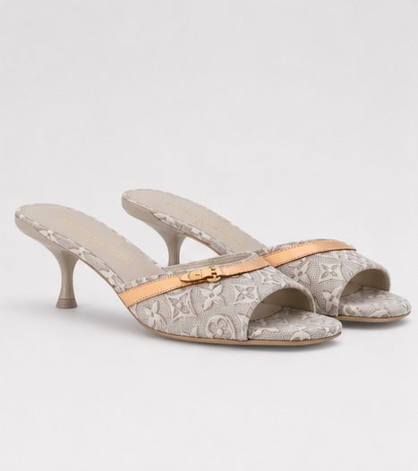Soft Sand Monogram Slide Heels