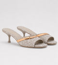 Soft Sand Monogram Slide Heels