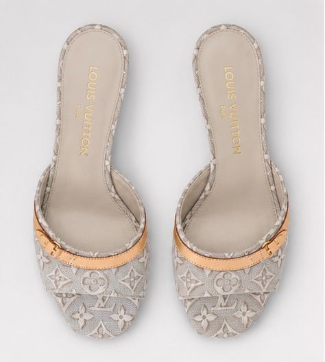Soft Sand Monogram Slide Heels