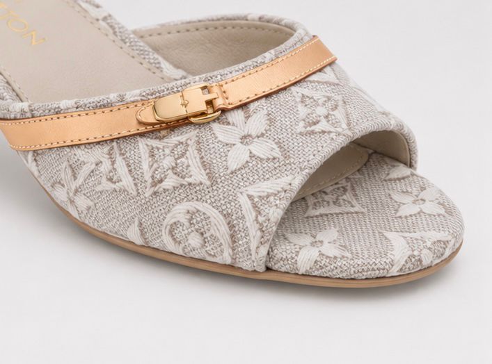 Soft Sand Monogram Slide Heels