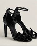 Midnight Croc Embossed Ankle Strap Sandals