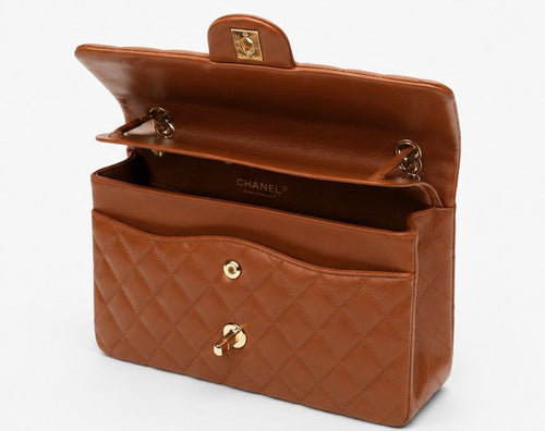 Caramel Quilted Chain Shoulder Bag